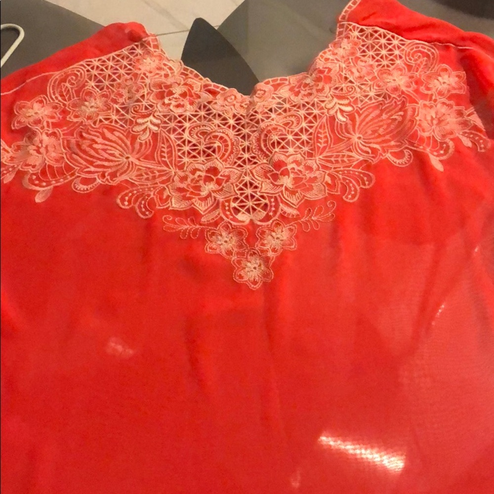 Embroidered orange Top